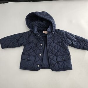 Brums blue kids quilted jacket with hood size 6 months infants